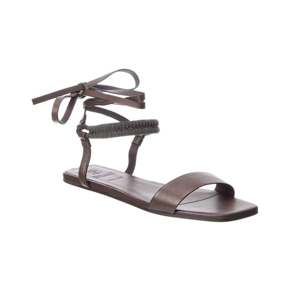Brunello Cucinelli Leather Sandal, Brown